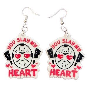New Friday the 13th Jason Vorhees Drop Earrings Horror Funny Red White Black